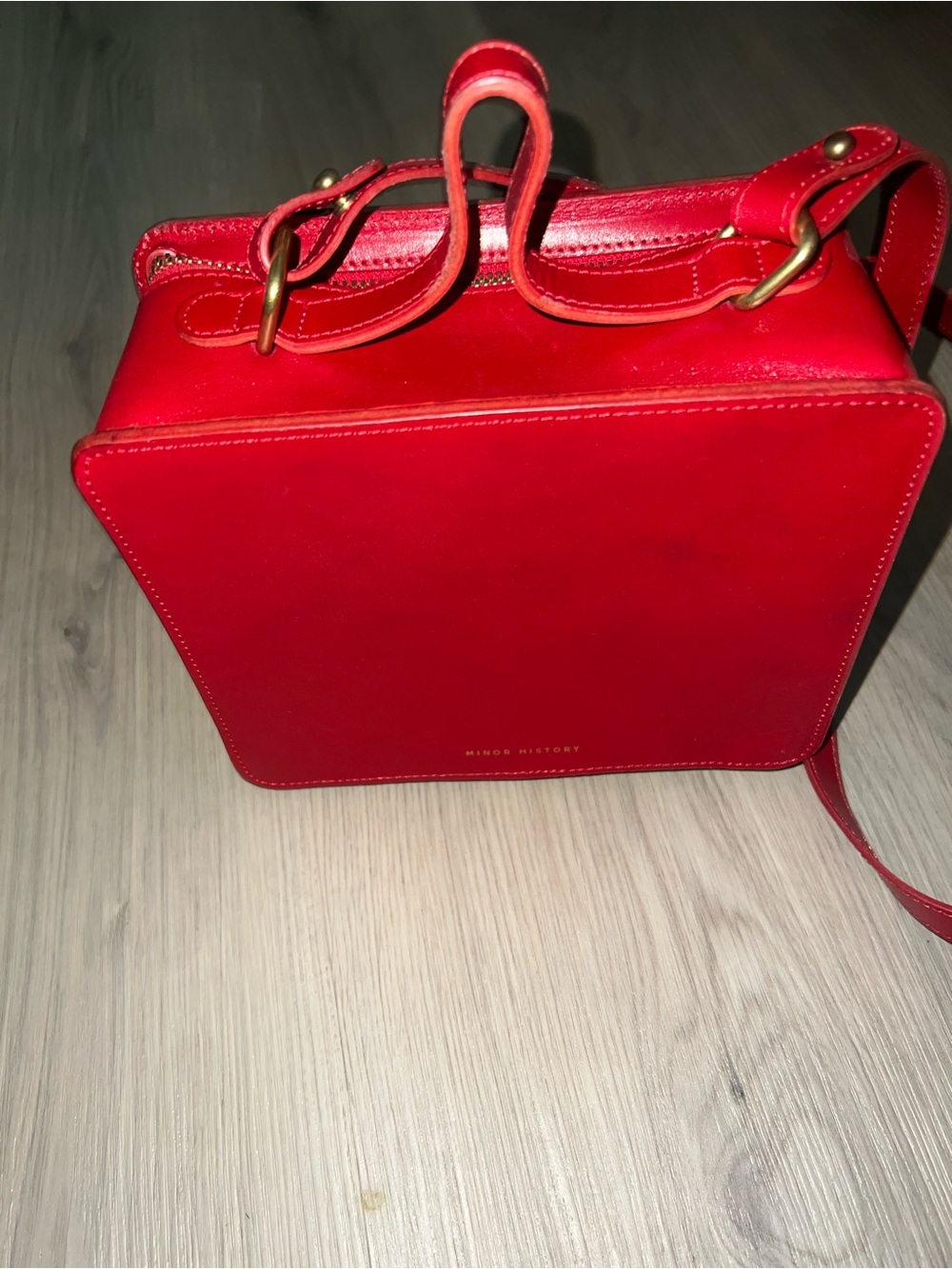 Minor History Red Leather Crossbody Bag